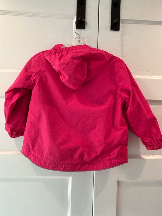 Hanna Andersson Gray and Hot Pink Striped Hooded Rain Jacket - Picture 2 of 9